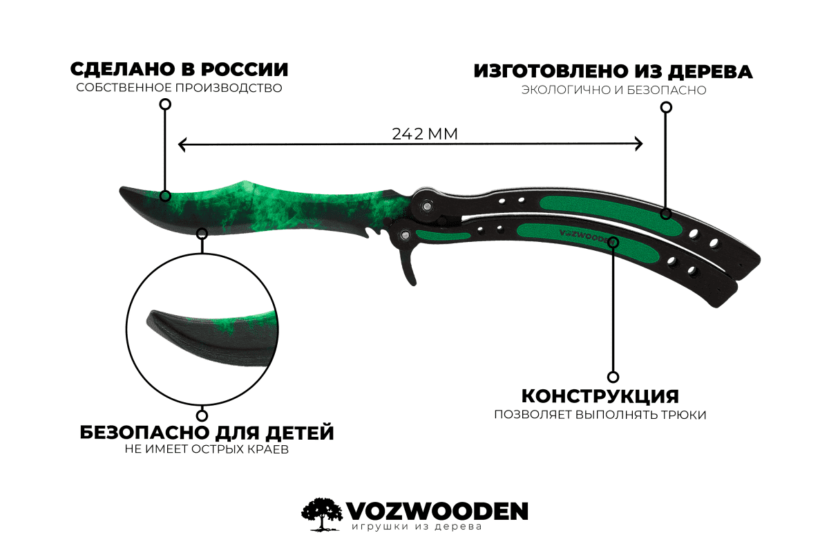 Купить нож Бабочка Волны Изумруд КС ГО / Doppler Emerald CS GO