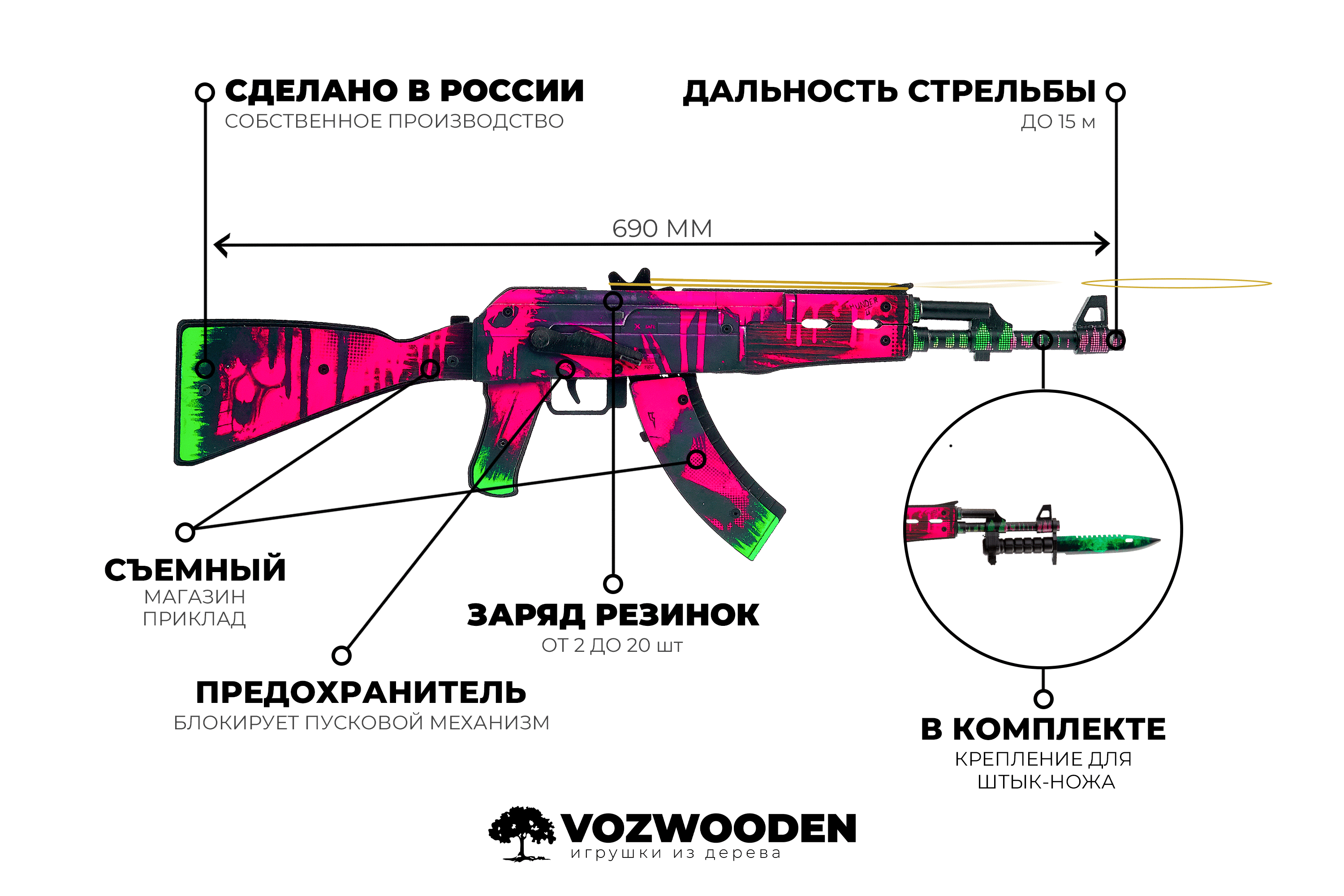 Резинкострел ак 47 чертежи