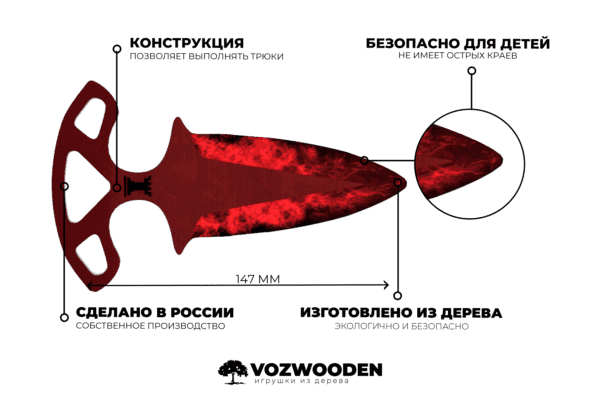 Деревянные Тычковые ножи VozWooden Волны Рубин Фото №5