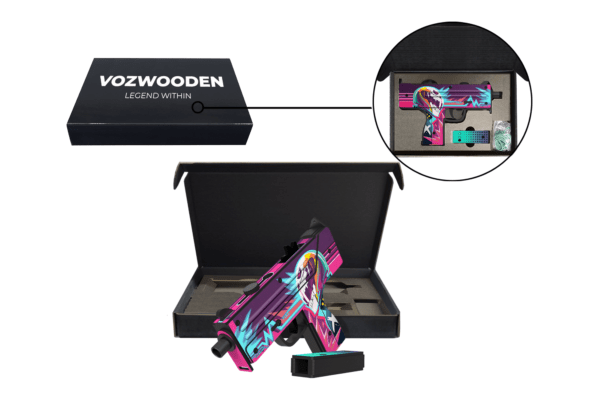 Деревянный пистолет-пулемет VozWooden Active Mac-10 Неоновый Гонщик (резинкострел) Фото №4