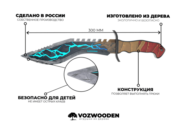 Деревянный нож Кукри VozWooden Божественная Сила (Стандофф 2) Фото №4