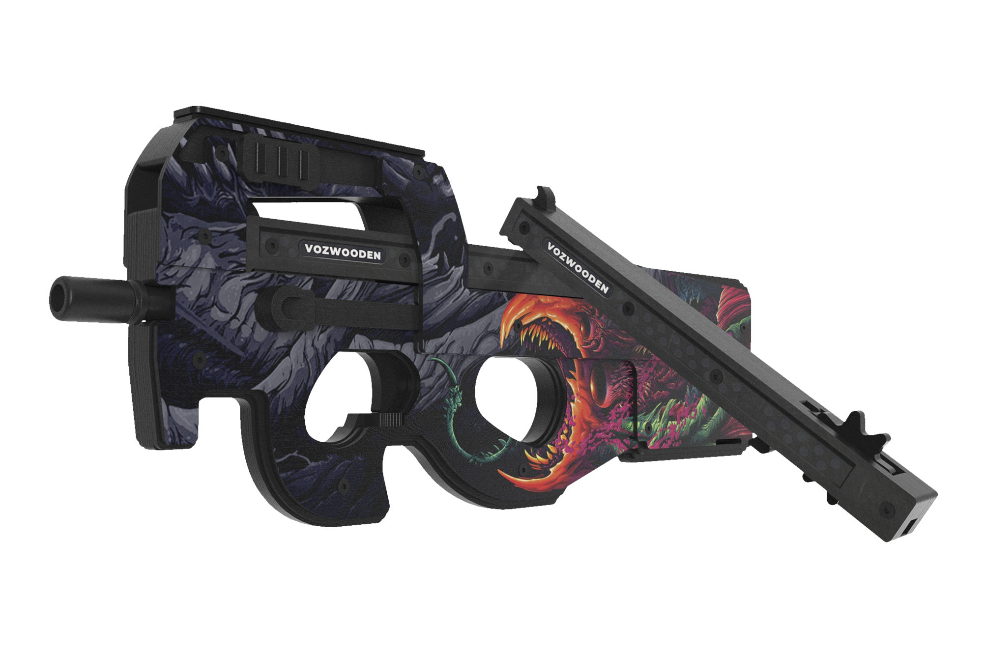 Деревянный пистолет-пулемет VozWooden Active P90 Скоростной Зверь (резинкострел) Фото №1