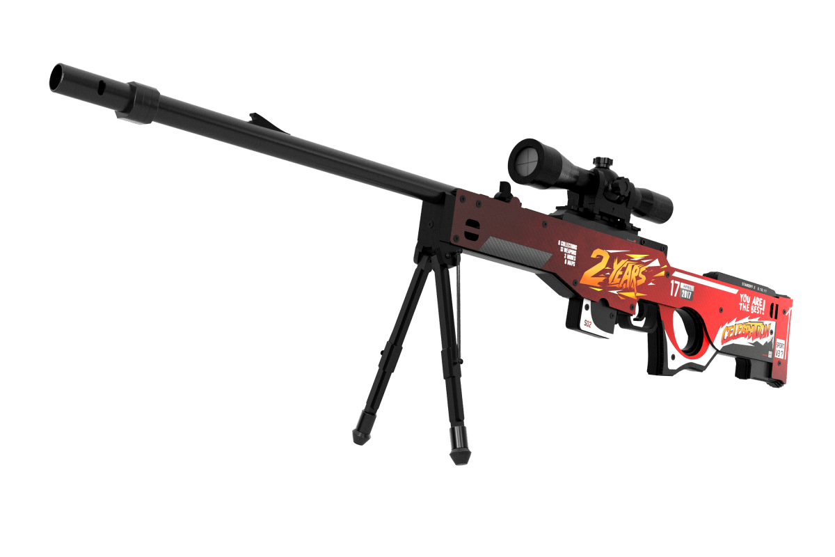 Деревянная снайперская винтовка VozWooden Active AWP / AWM 2 Года Красный (Стандофф2 резинкострел)